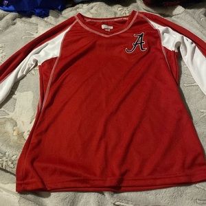 A red and white shirt with a A and pension